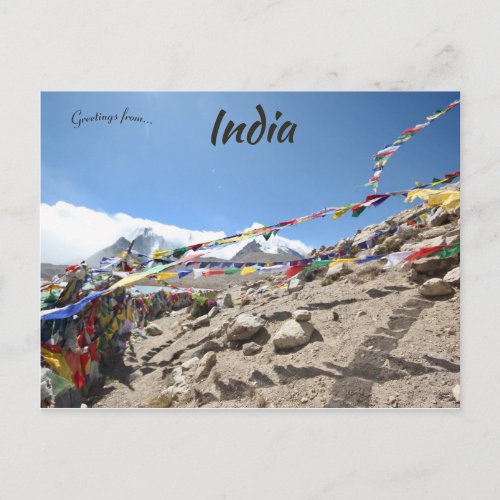 Prayer Flags at Lake Gurudongmar Sikkim India Postcard