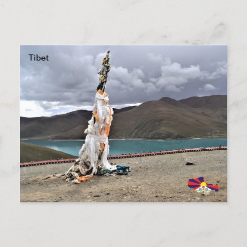 Prayer Flags by Lake Yamdrok Tibet China Postcard