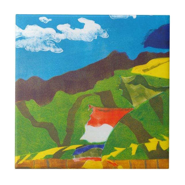 Prayer Flags II Ceramic Tile (Front)