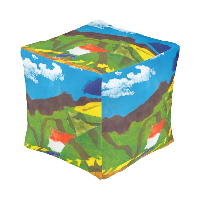Prayer Flags II Pouf (Angled Front)