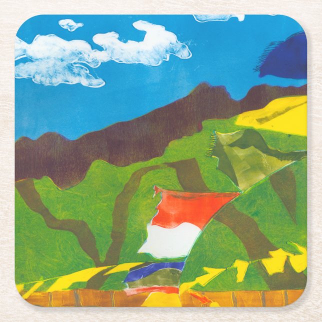 Prayer Flags II Square Paper Coaster (Front)