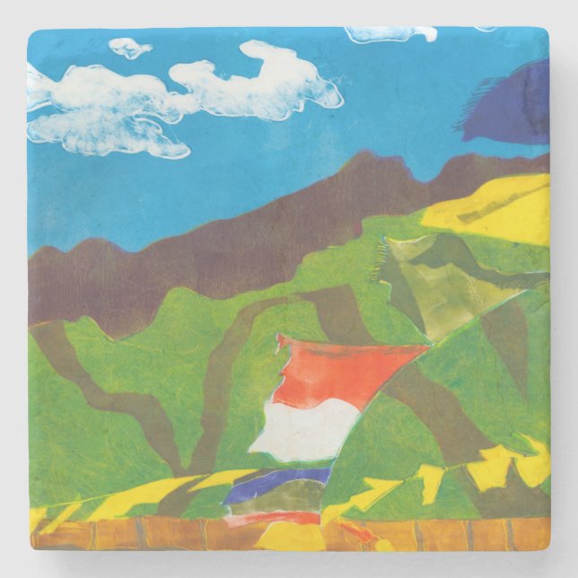 Prayer Flags II Stone Coaster (Front)
