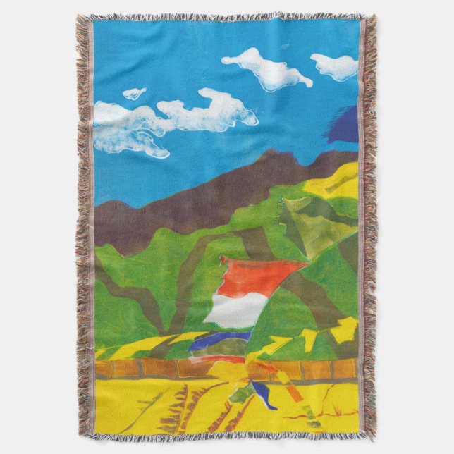 Prayer Flags II Throw Blanket (Front Vertical)