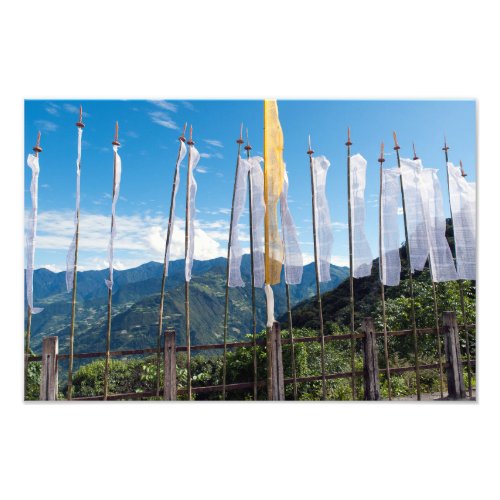 Prayer Flags in  Bhutan eastern mountains Photo Print