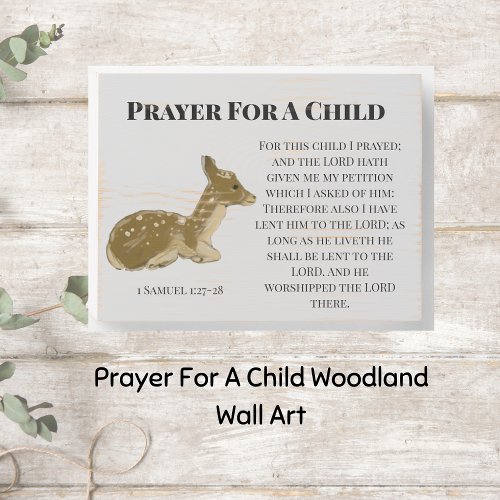 Prayer For A Child Woodland Wall Art  Wooden Box Sign