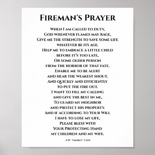 Prayer For A Fireman _ Our Heroes Poster