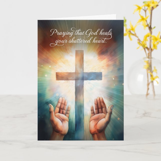 Prayer for a Shattered Heart Open Hands to God Card (Yellow Flower)