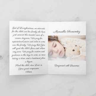 Prayer for Child Diagnosed with Cancer - Folded Card