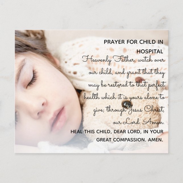 Prayer for Child in Hospital - Postcard (Front)