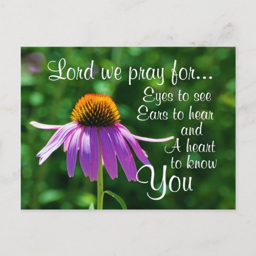 Prayer for Eyes to See and Ears to Hear flower Postcard