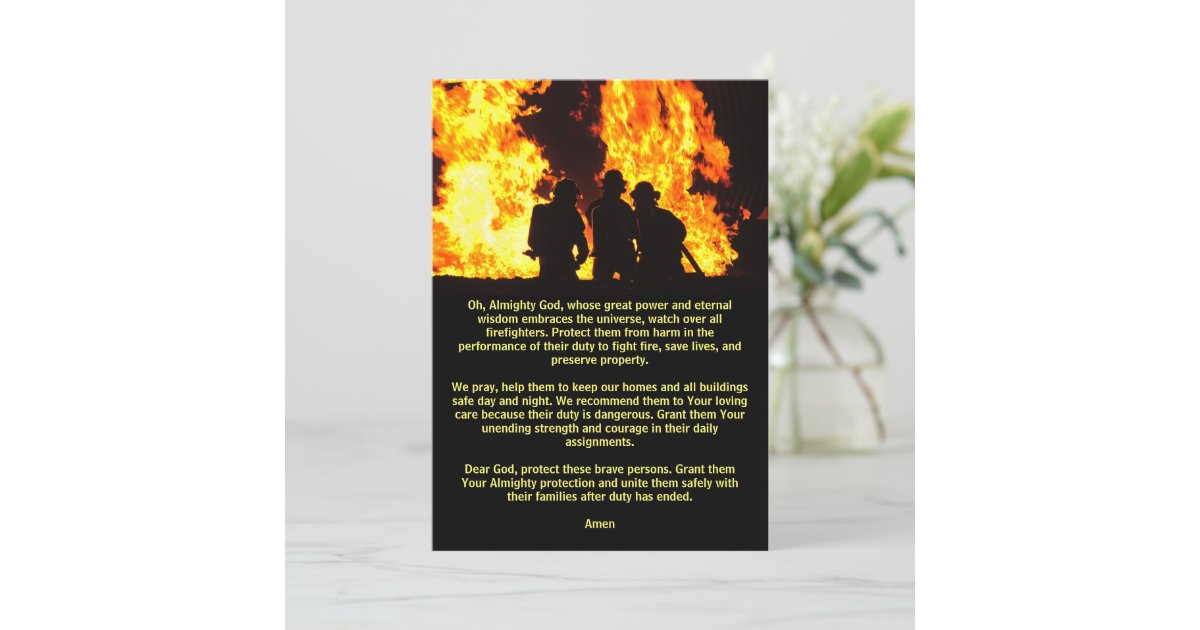 Prayer for Firefighters Card | Zazzle