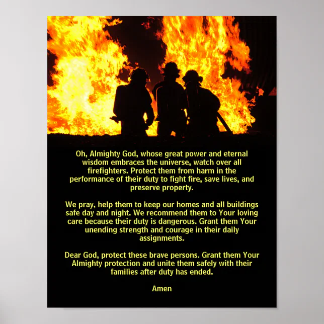 Prayer for Firefighters Poster | Zazzle