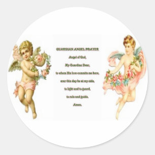 Prayer for Guardian angel Classic Round Sticker
