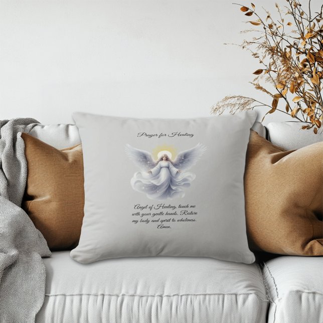 Prayer for Healing Angel Prayer Throw Pillow (Creator Uploaded)