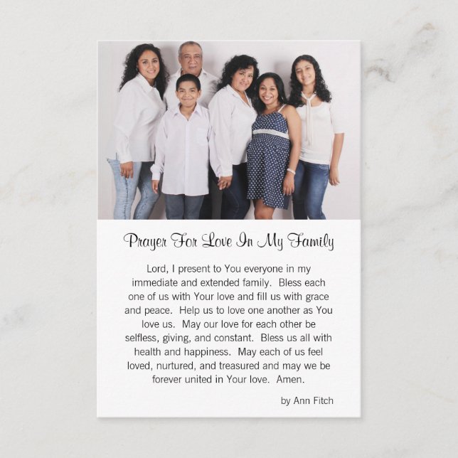 Prayer For Love In My Family Photo Prayer Card (Front)