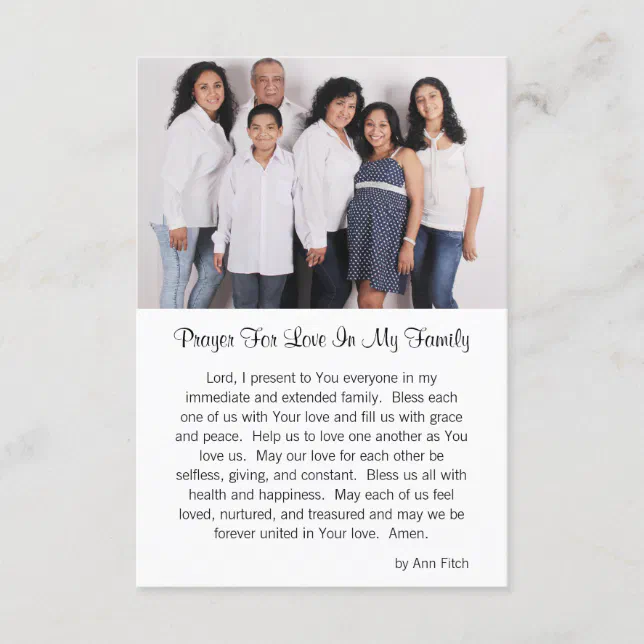 Prayer For Love In My Family Photo Prayer Card | Zazzle