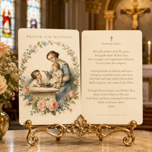 Prayer for Mothers Floral Catholic Holy Card