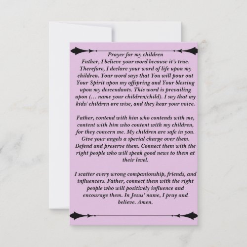 Prayer for my children card