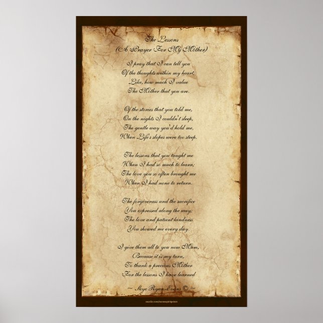 "Prayer for my Mother" Poetry Poster (Front)