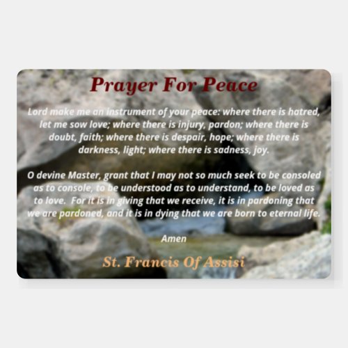 Prayer For Peace Foam Board