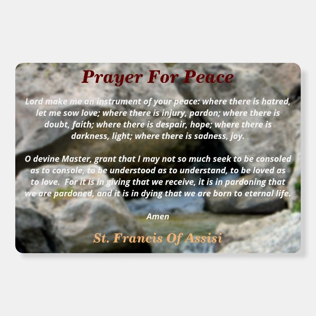 Prayer For Peace Foam Board (Front)