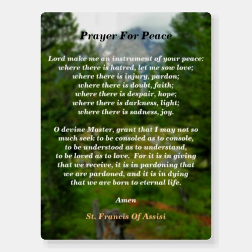 Prayer For Peace Foam Board
