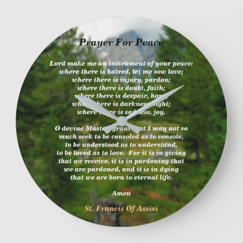 Prayer For Peace Large Clock