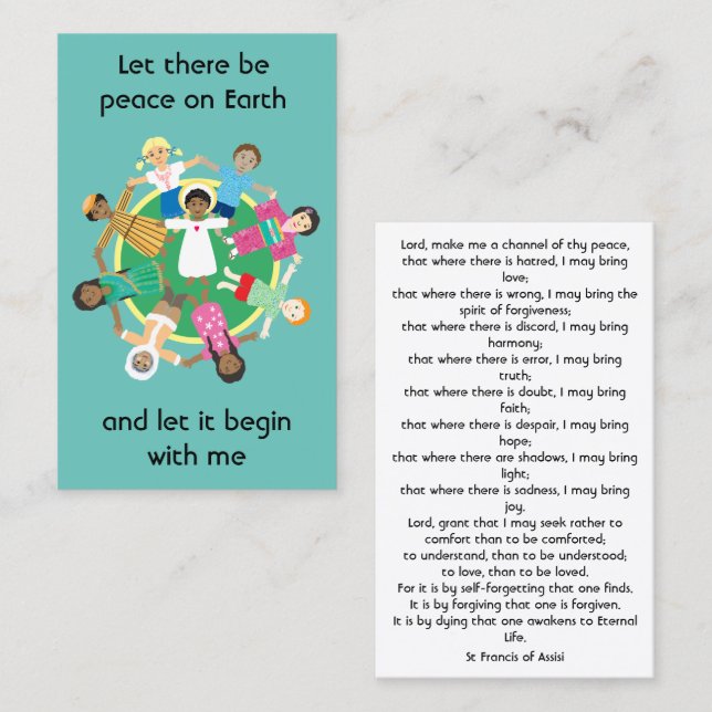Prayer for peace St Francis card (Front/Back)