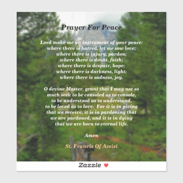 Prayer For Peace Sticker (Sheet)