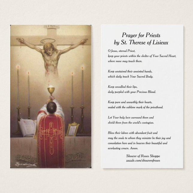 Prayer for Priests by St. Therese Holy Card (Front & Back)