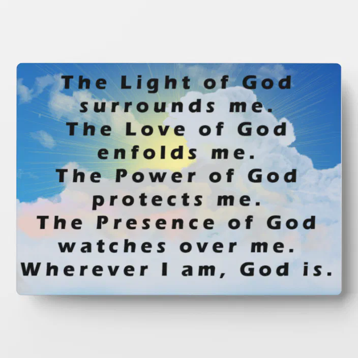 The Light of God surrounds me rustic wood plaque Prayer for Protection Sign 