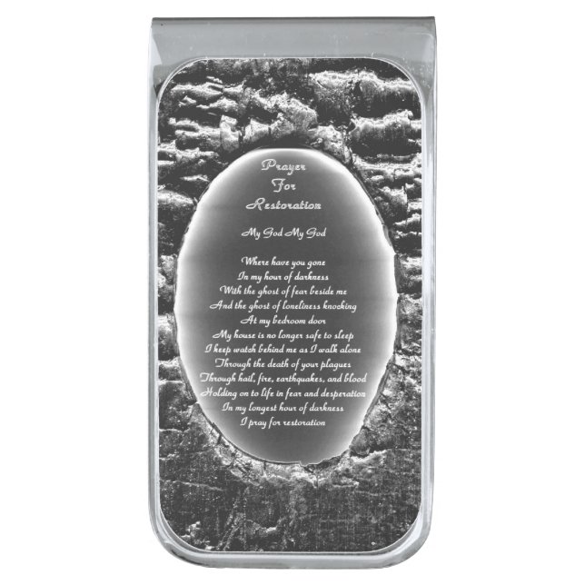 Prayer For Restoration Silver Finish Money Clip (Front Vertical)