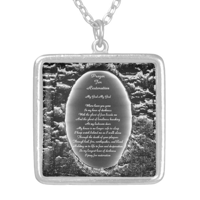 Prayer For Restoration Silver Plated Necklace (Front)