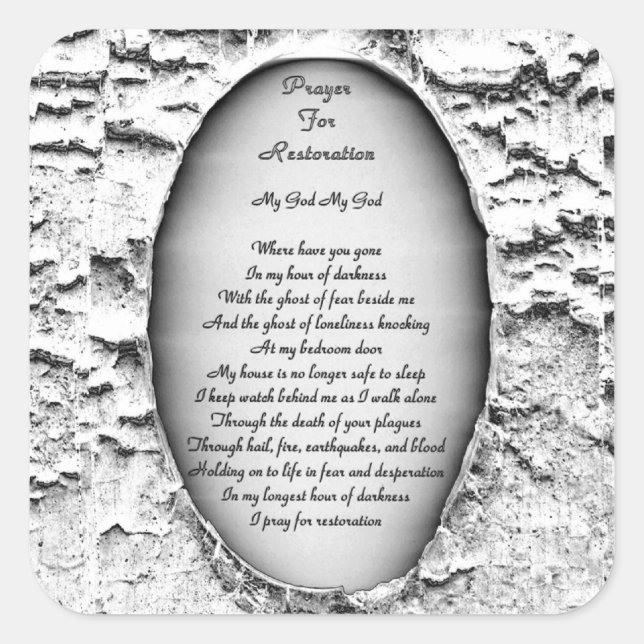 Prayer For Restoration Square Sticker (Front)