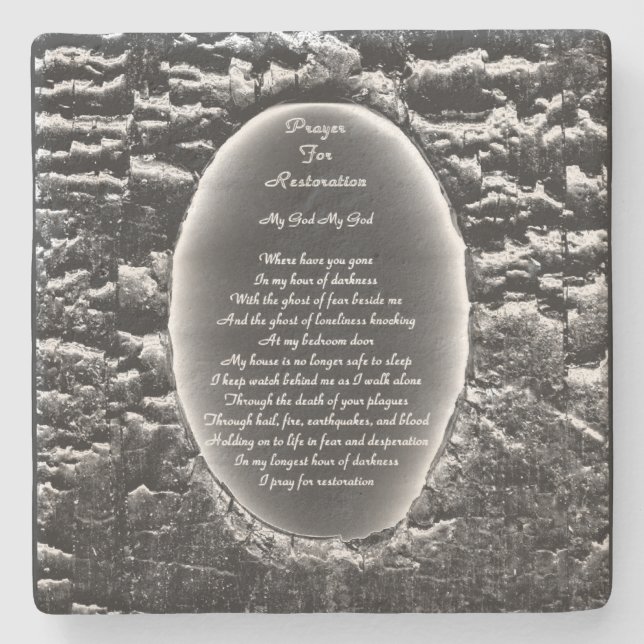 Prayer For Restoration Stone Coaster (Front)