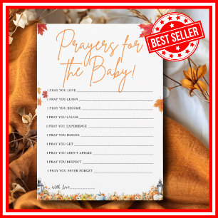 PRAYER FOR THE BABY, Baby Shower Game PUMPKIN Invitation