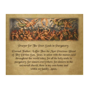 Prayer for The Poor Souls in Purgatory. Wood Wall Art
