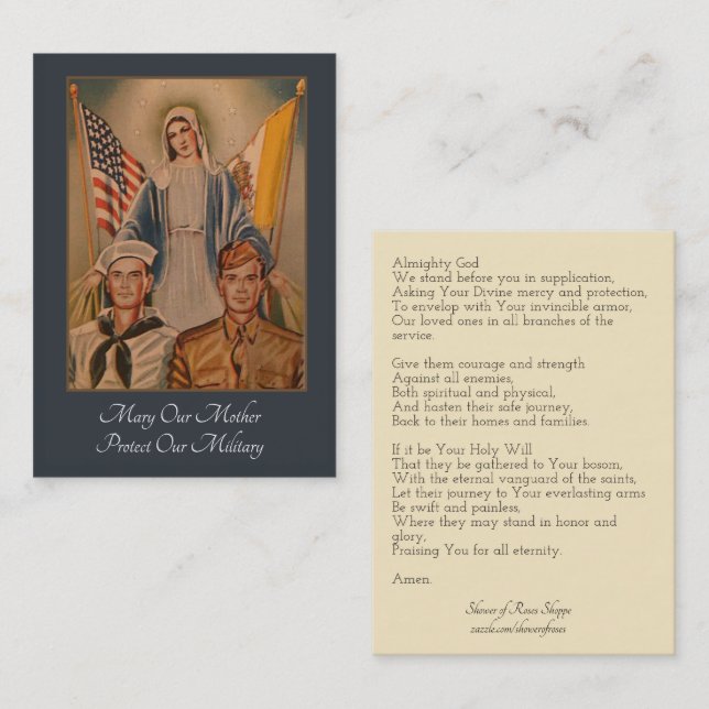 Prayer for those in the Military Service Business Card (Front/Back)
