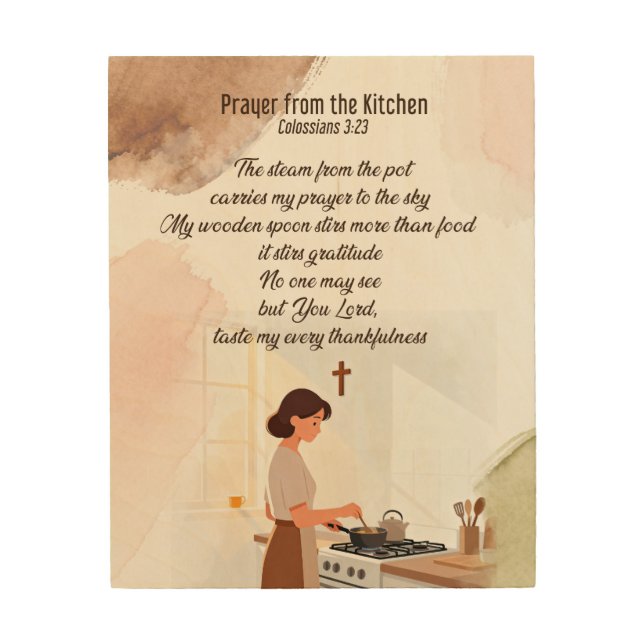Prayer from the Kitchen Wood Wall Art (Front)