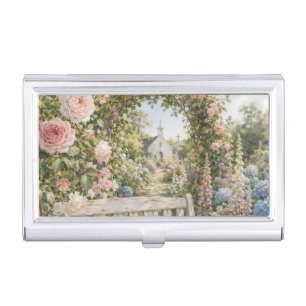 Prayer Garden Bench Chapel Watercolor Business Card Case