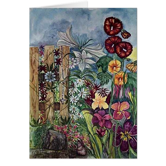 "Prayer Garden With Rosary" Sympathy Card