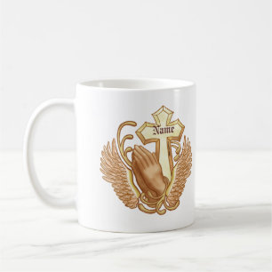 Prayer Hands Christian Cross Coffee Mug