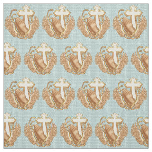 Prayer Hands Christian Cross Fabric