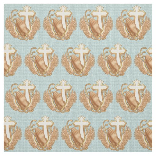 Prayer Hands Christian Cross Fabric