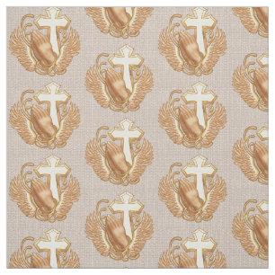 Prayer Hands Christian Cross Fabric
