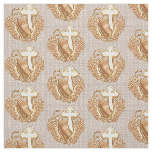 Prayer Hands Christian Cross Fabric