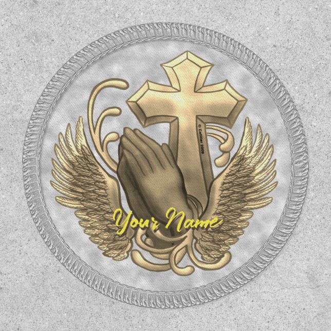 Prayer Hands Cross Christian Patch (Front)