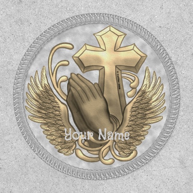 Prayer Hands Cross Christian  Patch  (Front)