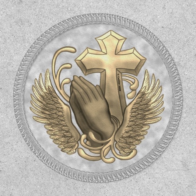 Prayer Hands Cross Christian Patch (Front)