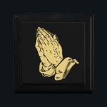 Prayer Hands Trinket Box<br><div class="desc">Trinket box shown in black wood with a Christian based prayer hands print.
Customize this item and add text or buy as is.</div>